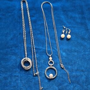 Two Pendant Necklace and Earrings Set